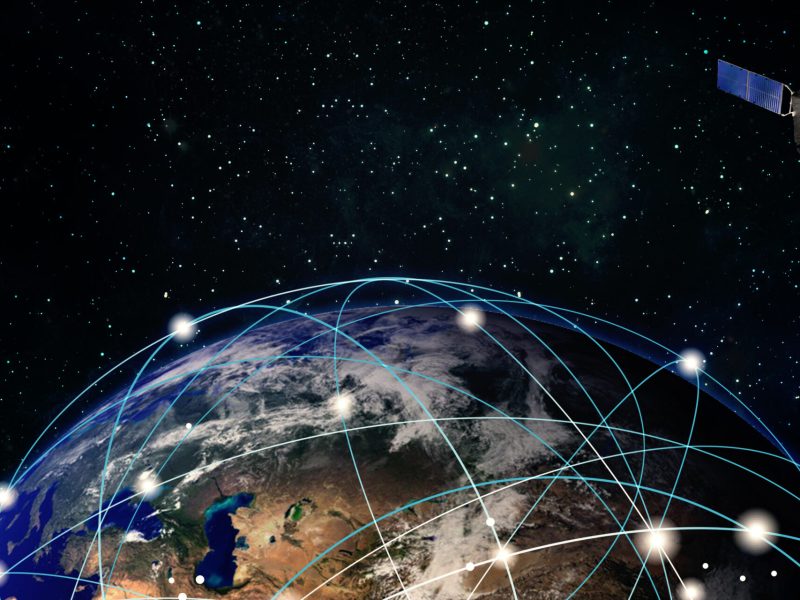 Starlink Internet satellites orbit the Earth Satellite technology communication concept 3D illustration